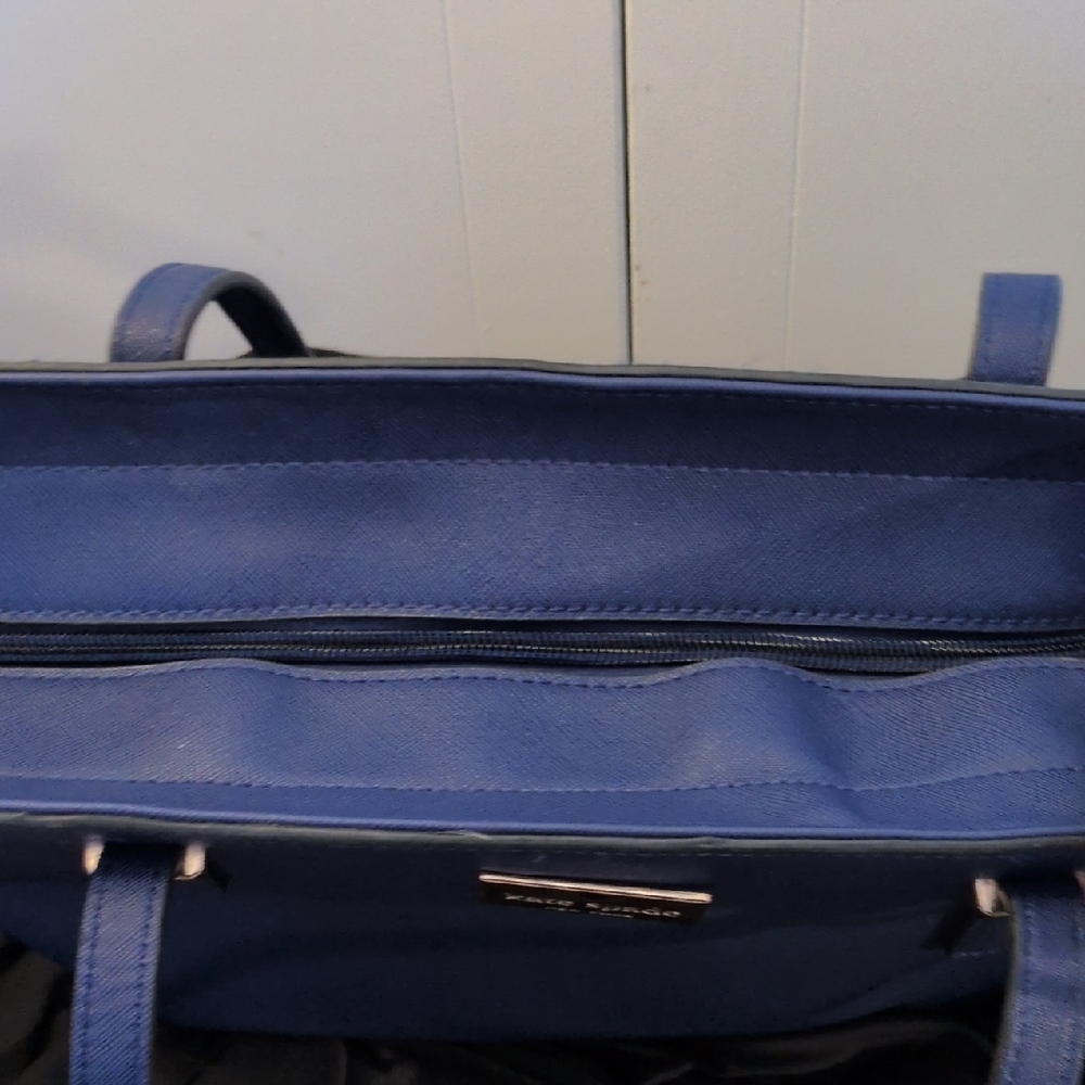 kate spade navy blue tote with gold plaque - Picture 15 of 16